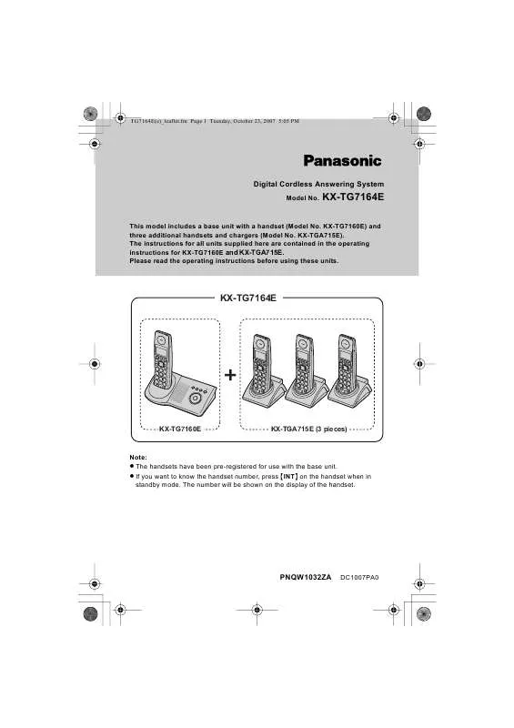 Mode d'emploi PANASONIC KX-TG7164E