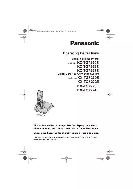 Mode d'emploi PANASONIC KX-TG7200E