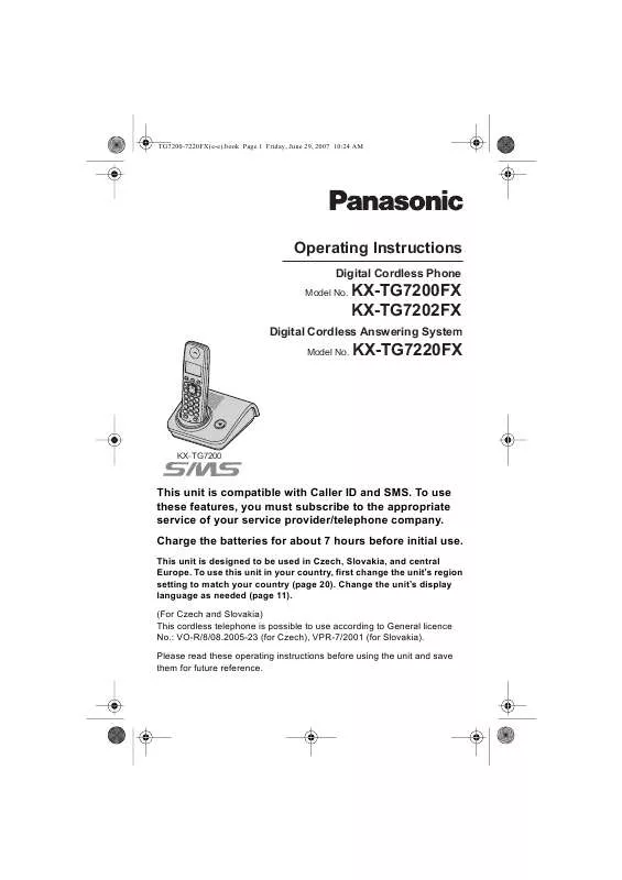 Mode d'emploi PANASONIC KX-TG7202FX