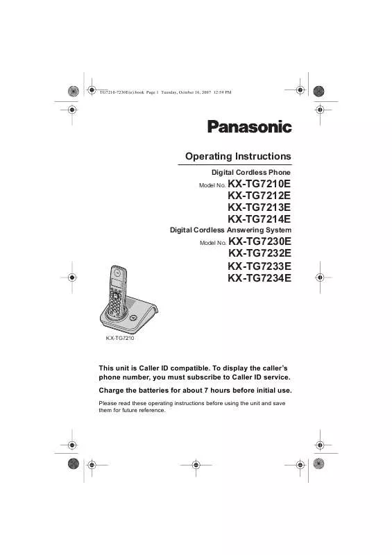 Mode d'emploi PANASONIC KX-TG7210E