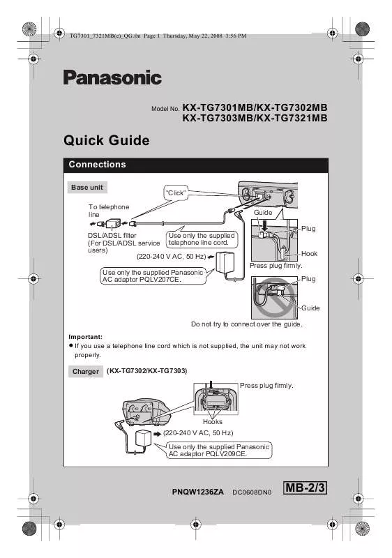 Mode d'emploi PANASONIC KX-TG7301MB