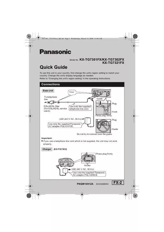 Mode d'emploi PANASONIC KX-TG7302FX