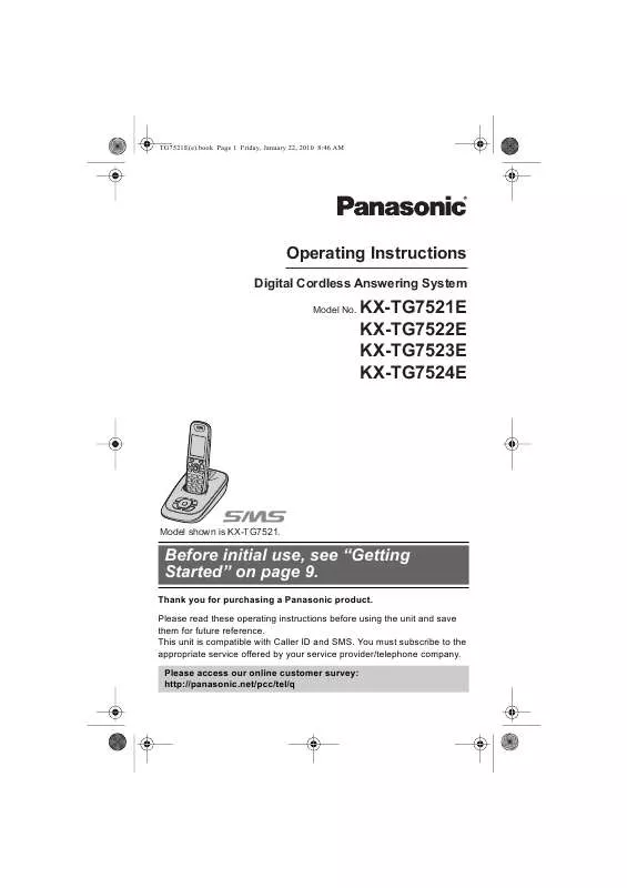 Mode d'emploi PANASONIC KXTG7523E