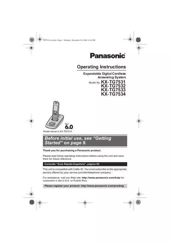 Mode d'emploi PANASONIC KXTG7532