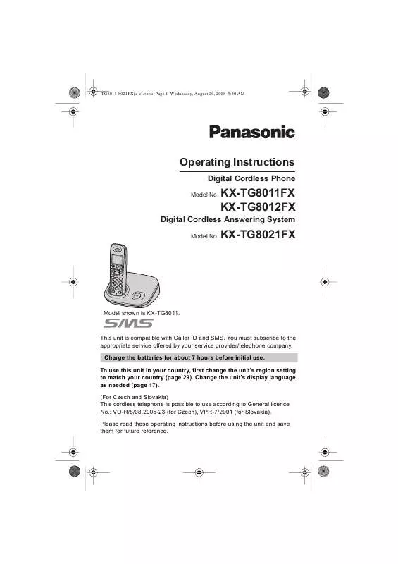 Mode d'emploi PANASONIC KX-TG8011FX