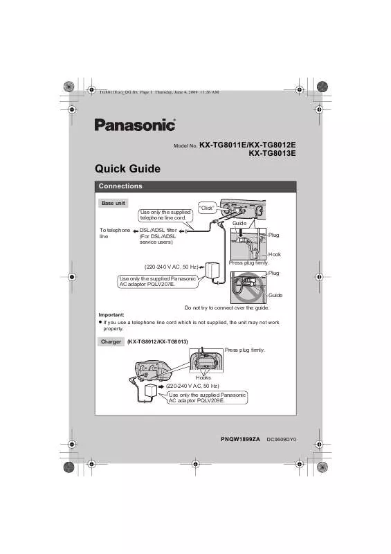 Mode d'emploi PANASONIC KX-TG8012E