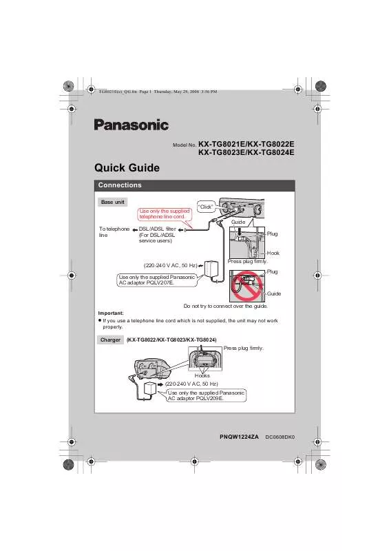 Mode d'emploi PANASONIC KX-TG8021E