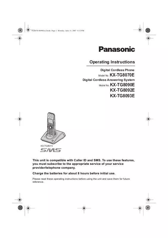 Mode d'emploi PANASONIC KX-TG8070E