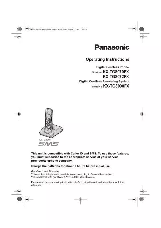 Mode d'emploi PANASONIC KX-TG8070FX