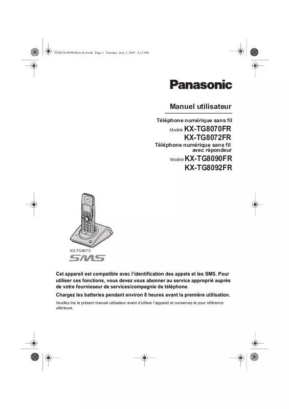 Mode d'emploi PANASONIC KXTG8092FR