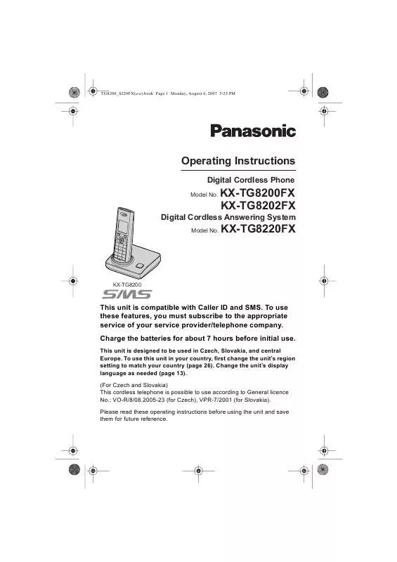 Mode d'emploi PANASONIC KX-TG8200FX