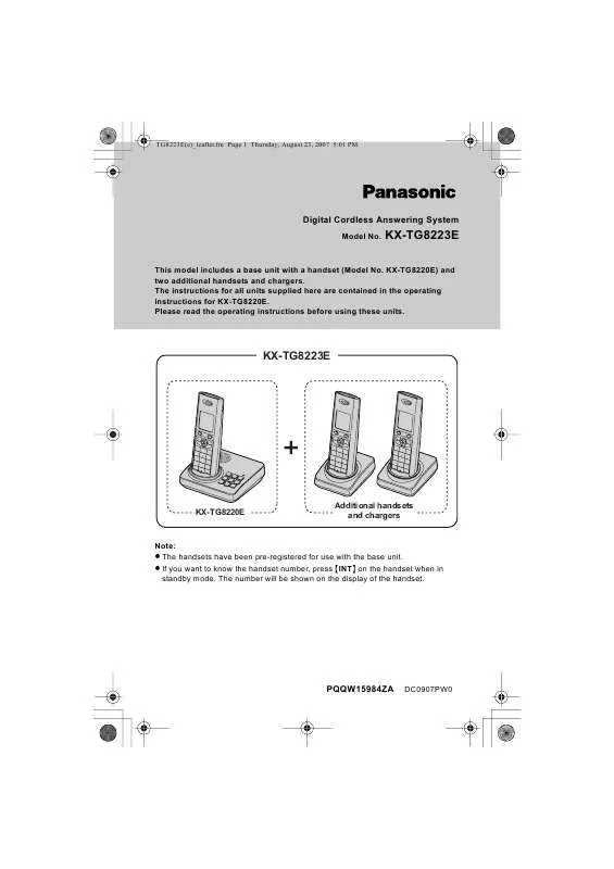 Mode d'emploi PANASONIC KX-TG8223E