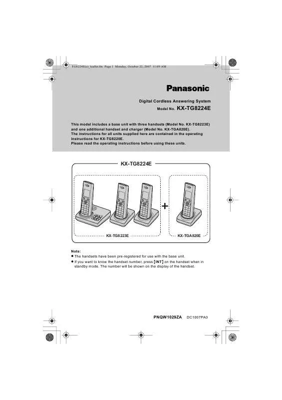 Mode d'emploi PANASONIC KX-TG8224E