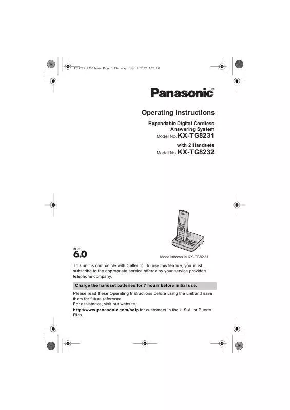 Mode d'emploi PANASONIC KX-TG8231