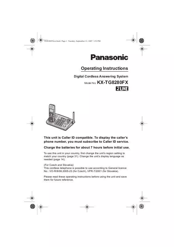 Mode d'emploi PANASONIC KX-TG8280FX