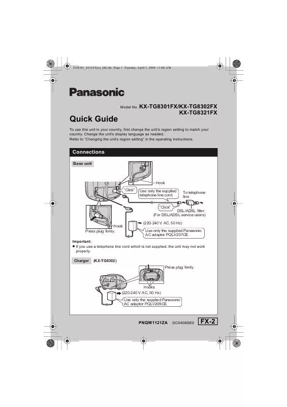 Mode d'emploi PANASONIC KX-TG8301FX