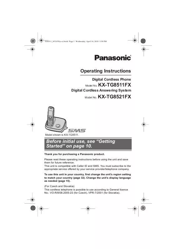 Mode d'emploi PANASONIC KXTG8521FX