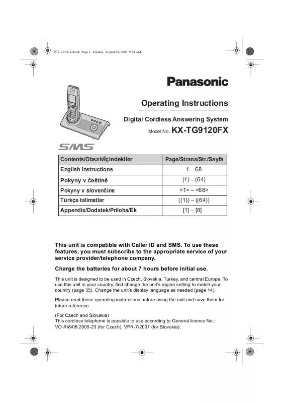 Mode d'emploi PANASONIC KX-TG9120FX