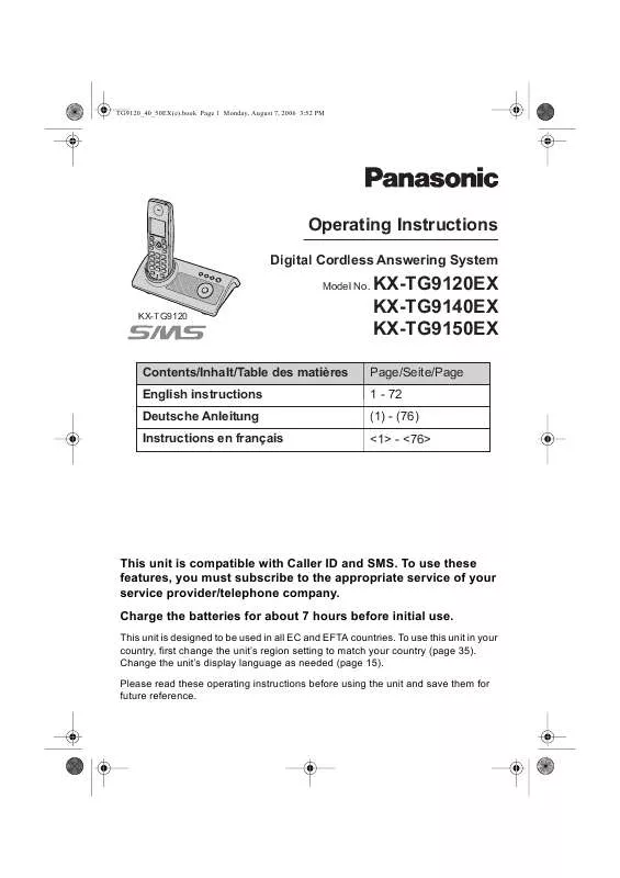 Mode d'emploi PANASONIC KX-TG9150EX