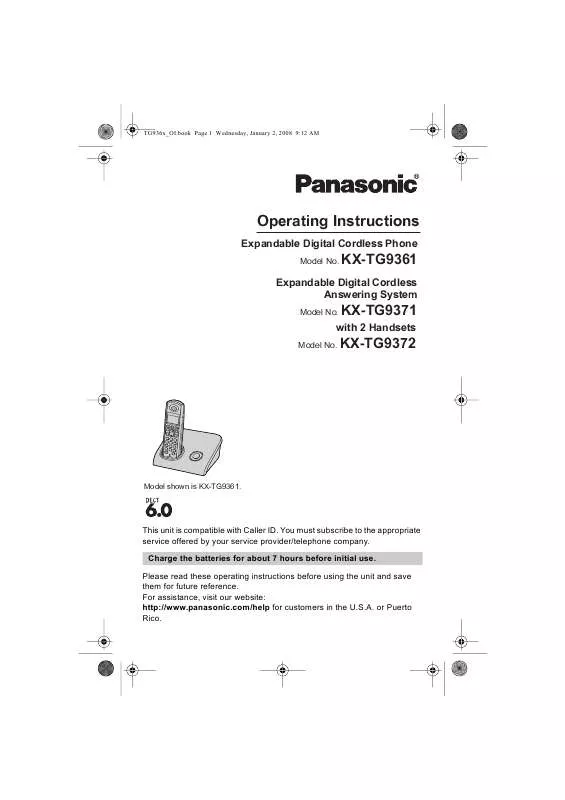 Mode d'emploi PANASONIC KX-TG9361