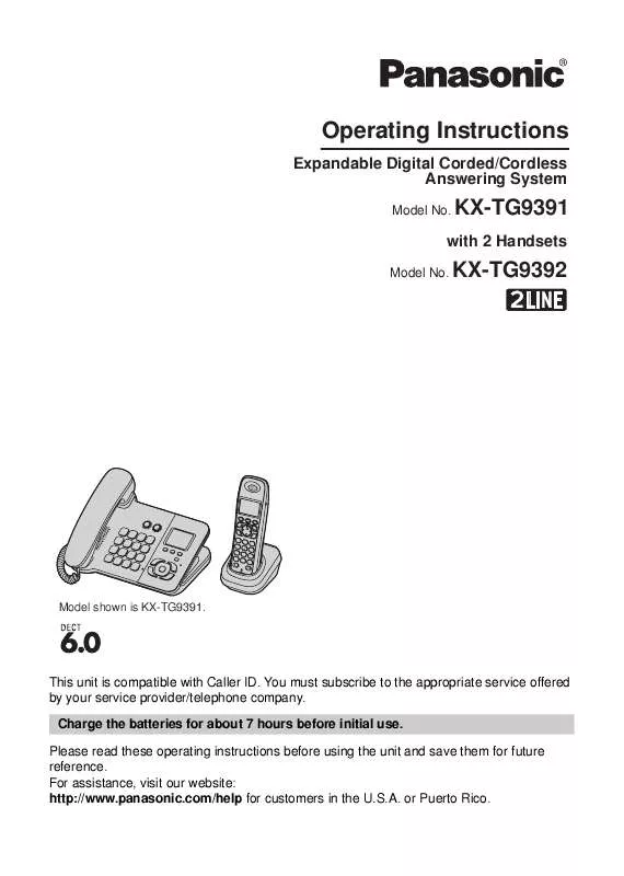 Mode d'emploi PANASONIC KX-TG9391T