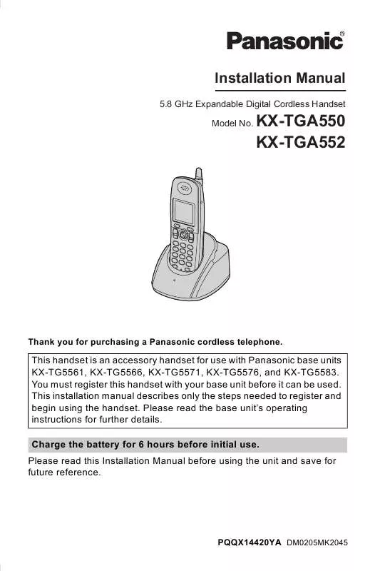 Mode d'emploi PANASONIC KX-TGA550M