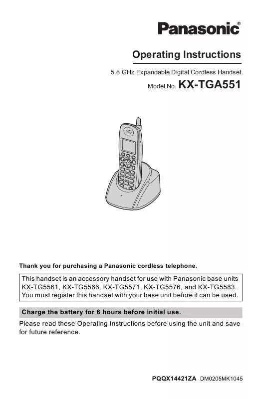 Mode d'emploi PANASONIC KX-TGA551