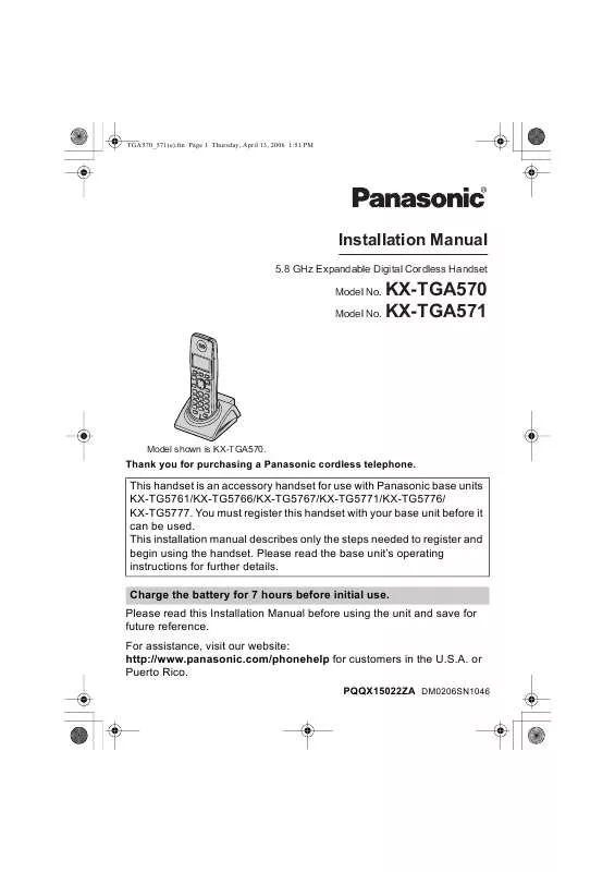 Mode d'emploi PANASONIC KX-TGA570