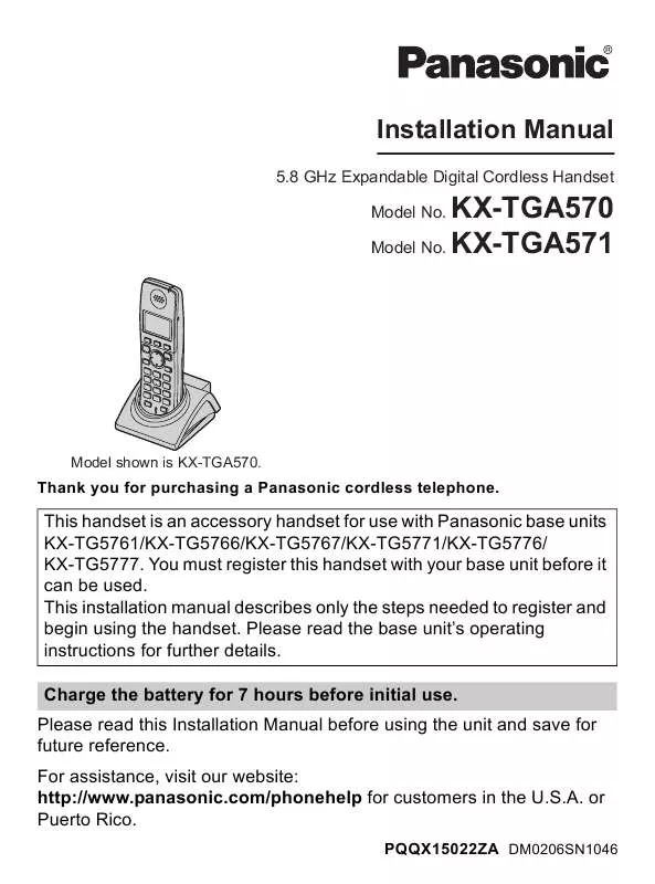 Mode d'emploi PANASONIC KX-TGA570S