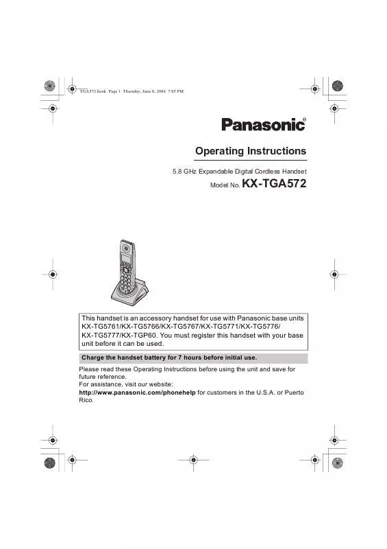 Mode d'emploi PANASONIC KX-TGA572