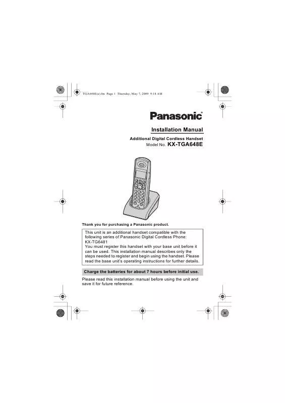 Mode d'emploi PANASONIC KX-TGA648E