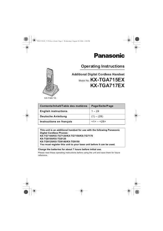 Mode d'emploi PANASONIC KX-TGA717EX