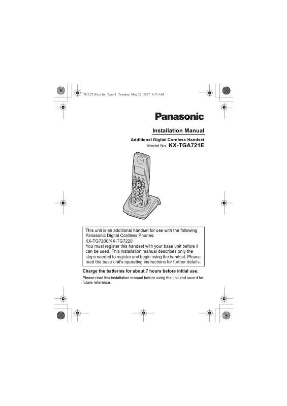 Mode d'emploi PANASONIC KX-TGA721E