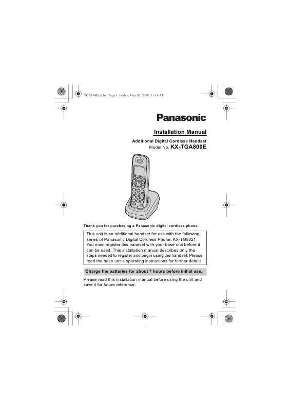 Mode d'emploi PANASONIC KX-TGA800E