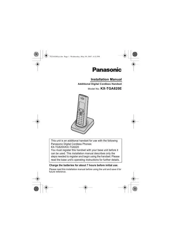 Mode d'emploi PANASONIC KX-TGA820E