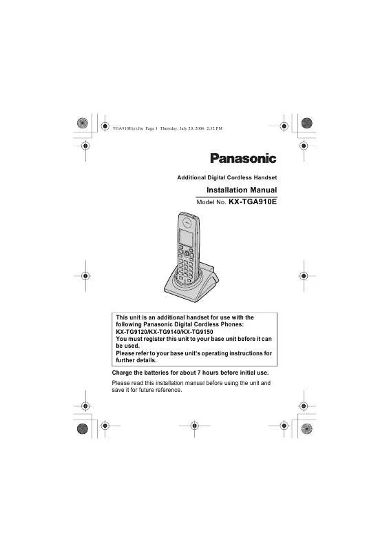 Mode d'emploi PANASONIC KX-TGA910E