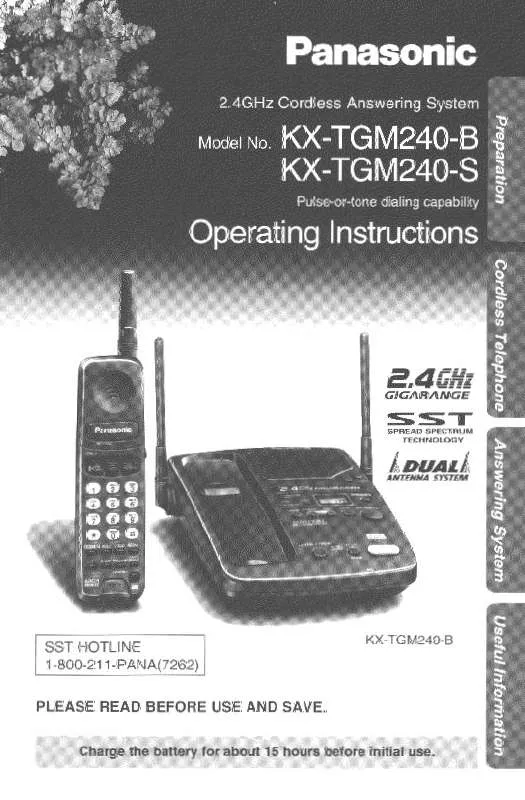 Mode d'emploi PANASONIC KX-TGM240B