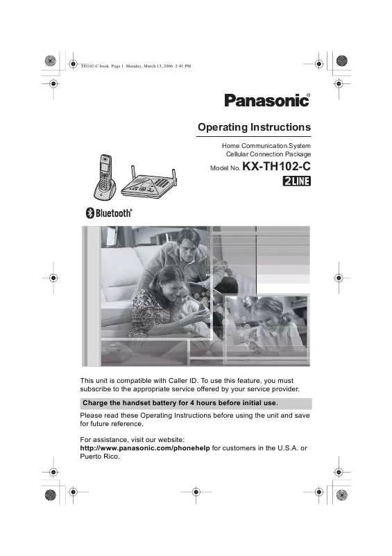 Mode d'emploi PANASONIC KX-TH102C