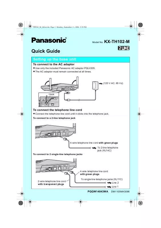 Mode d'emploi PANASONIC KX-TH102M