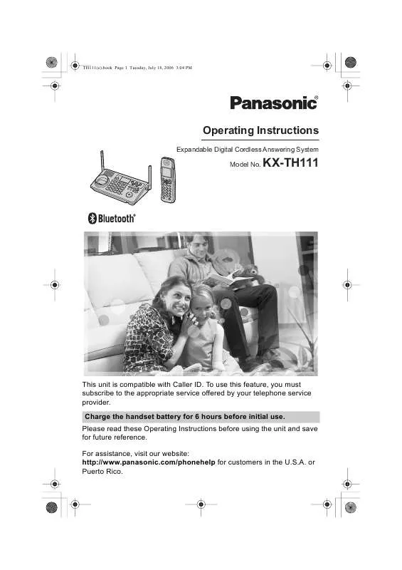 Mode d'emploi PANASONIC KX-TH111