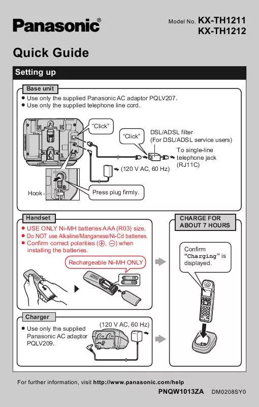 Mode d'emploi PANASONIC KX-TH1211