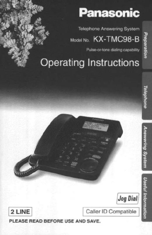 Mode d'emploi PANASONIC KX-TMC98B