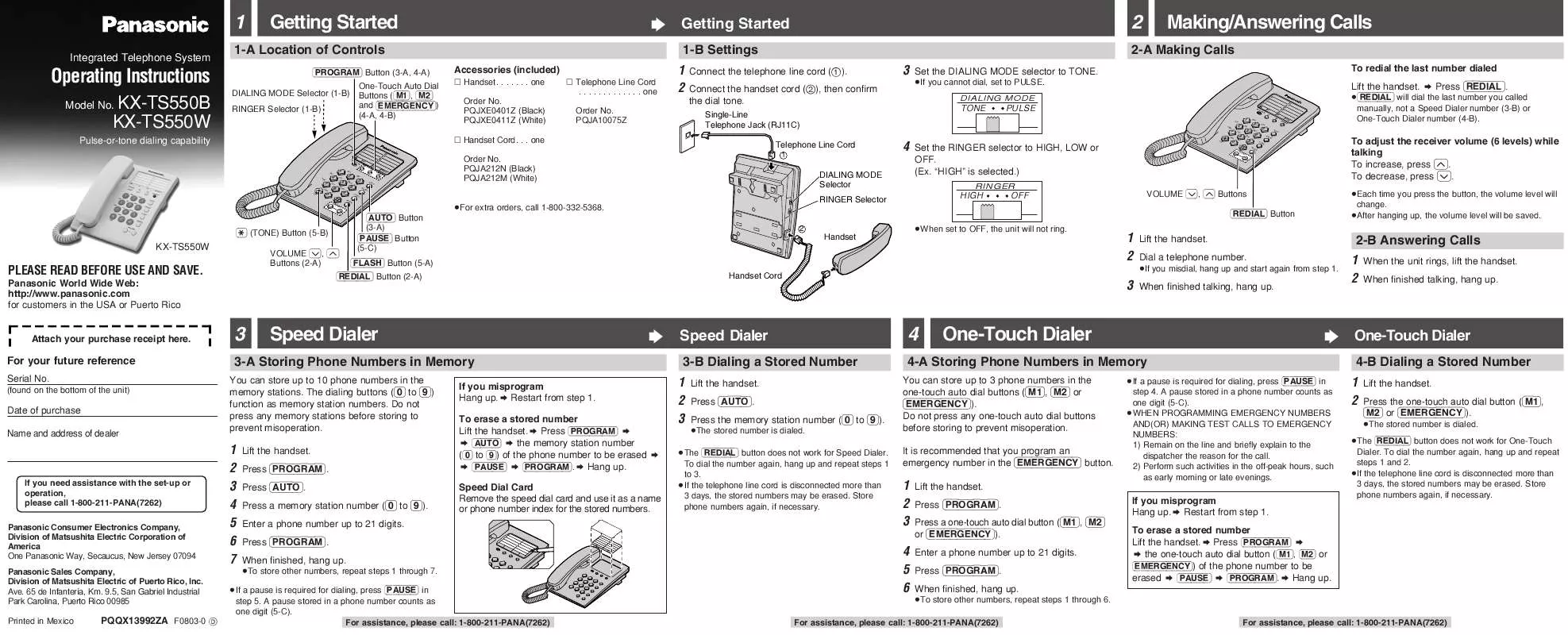 Mode d'emploi PANASONIC KX-TS550B