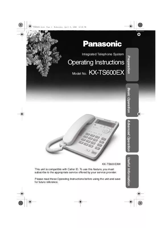 Mode d'emploi PANASONIC KX-TS600EXB