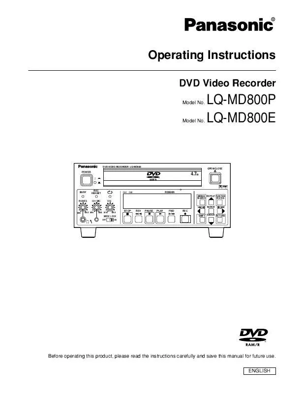 Mode d'emploi PANASONIC LQMD800