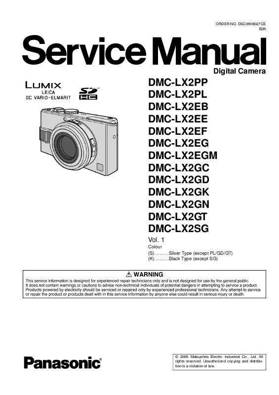 Mode d'emploi PANASONIC LUMIX DMC-LX2EE