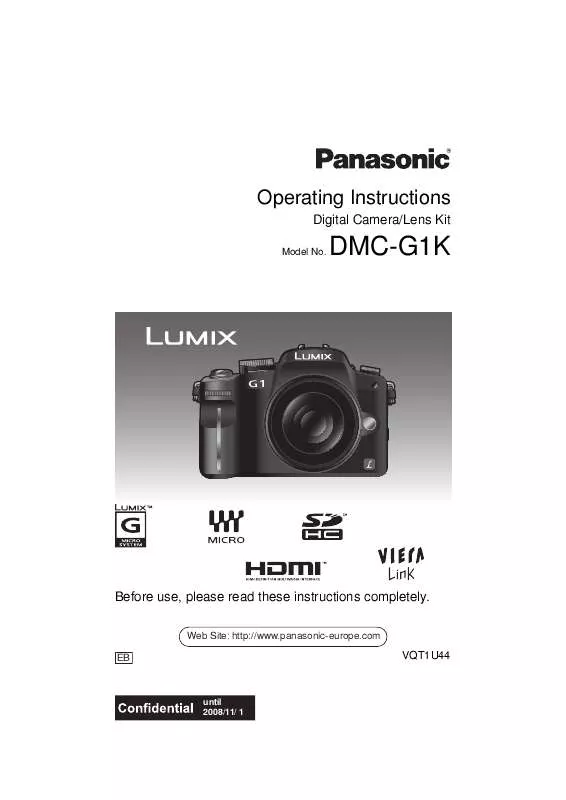 Mode d'emploi PANASONIC LUMIX DMC-G1W