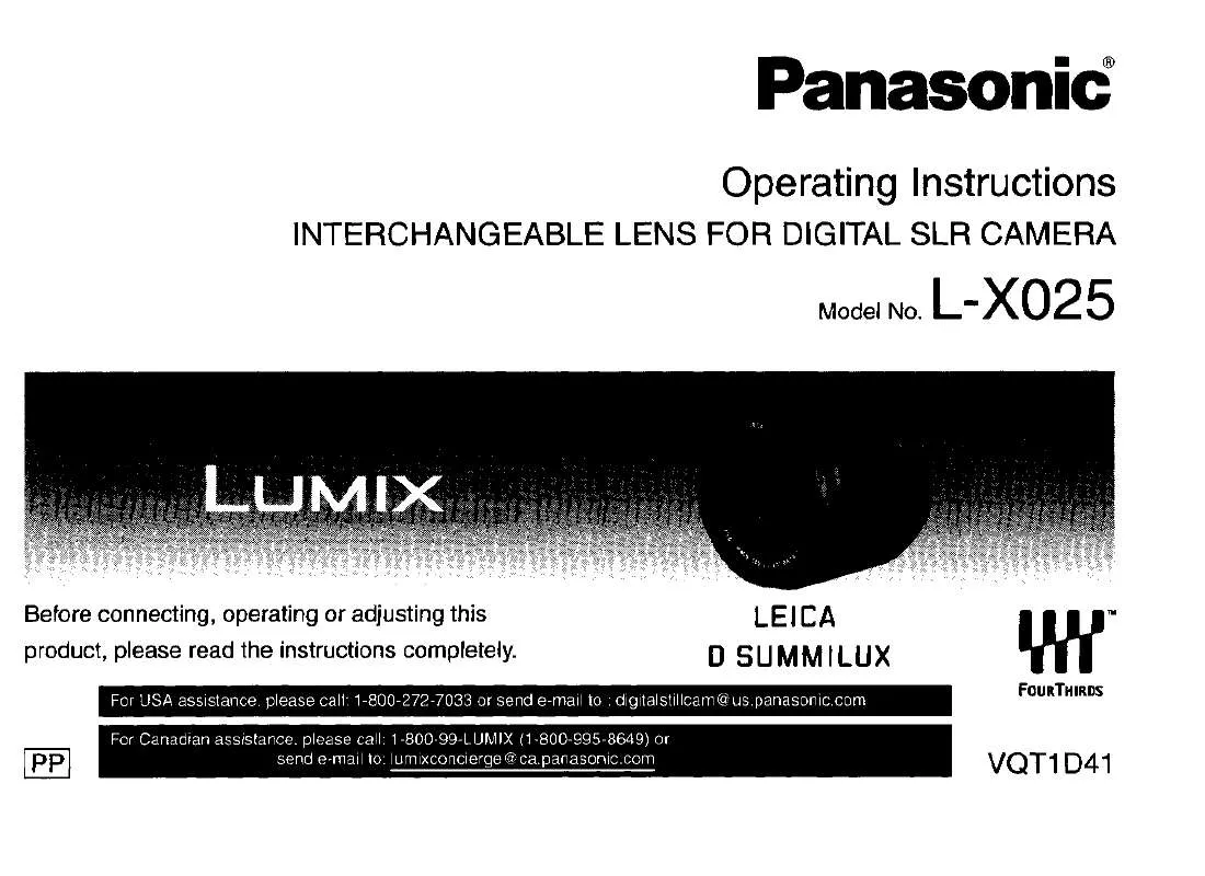 Mode d'emploi PANASONIC LX025