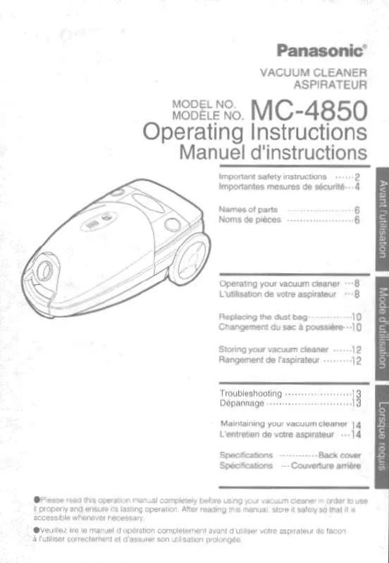 Mode d'emploi PANASONIC MC-4850