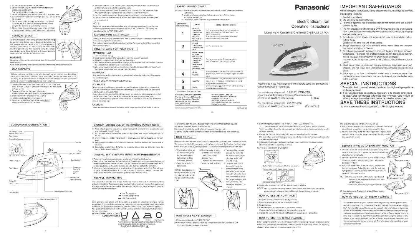 Mode d'emploi PANASONIC NIC75TR